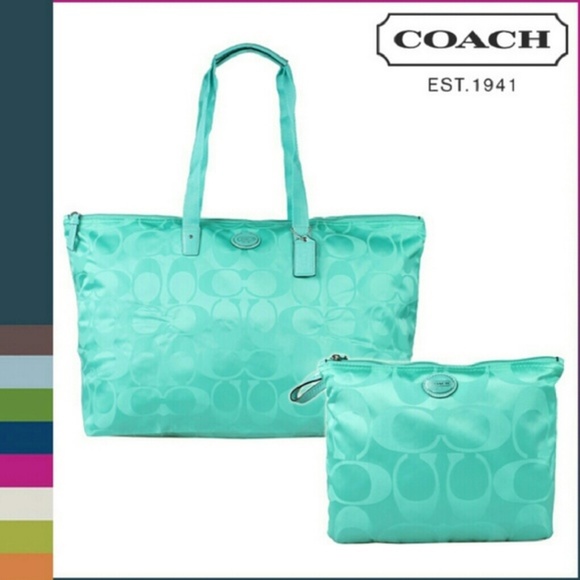Coach Handbags - COACH Getaway Signature Nylon Pocketable Weekender